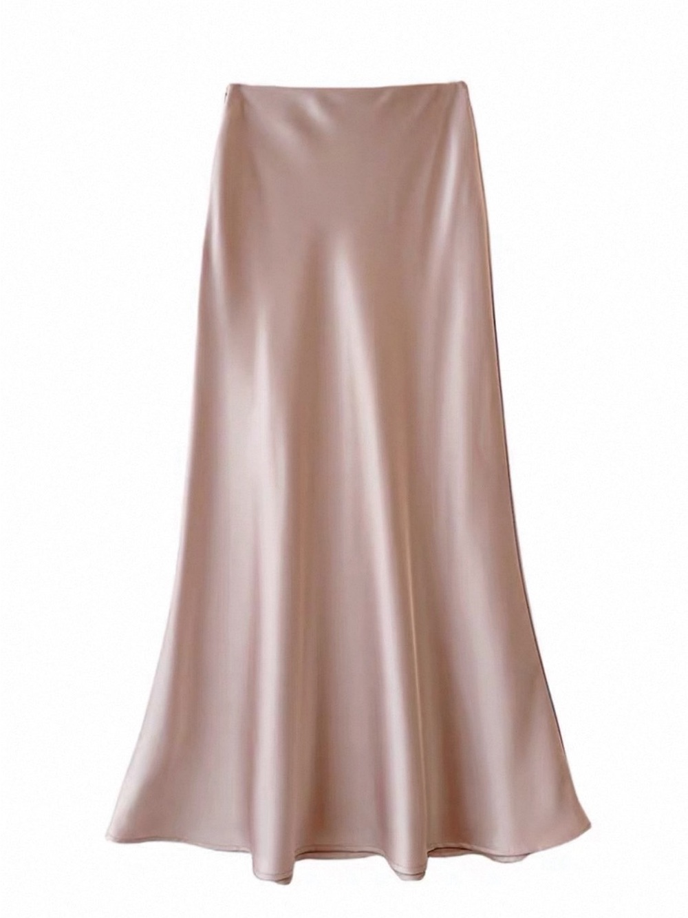 Elegant Pink Satin A-Line Maxi Skirt